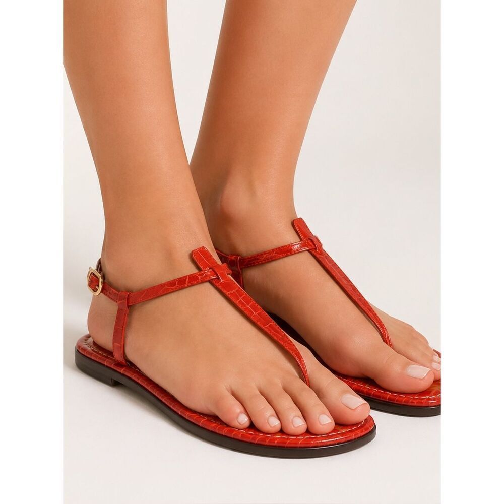Sam Edelman Orange GiGi T-Strap Sandals